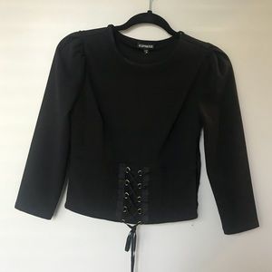 Express Black Lace Up Top